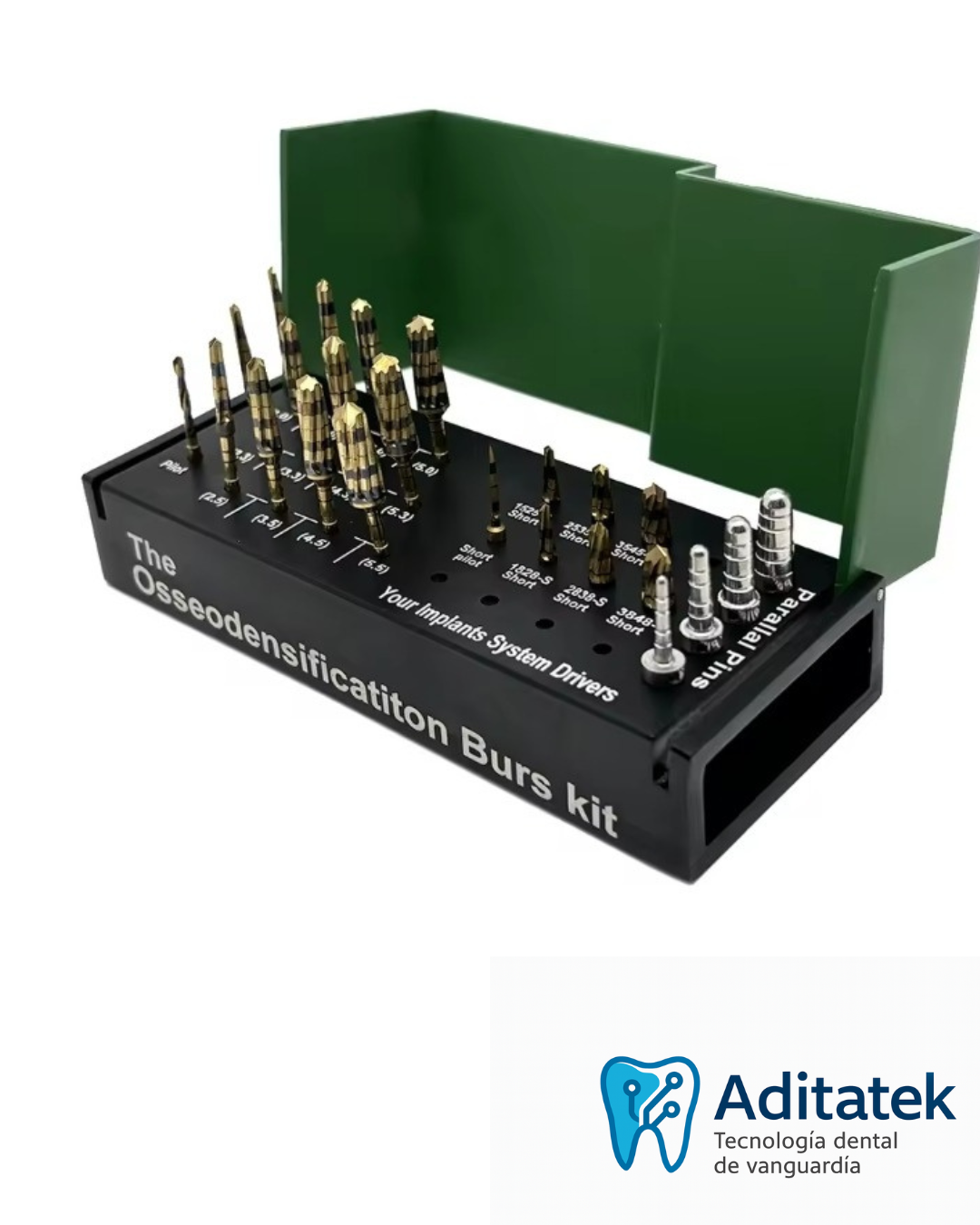 Kit de Fresas para Osseodensificación – Largas y Cortas (Aditatek)